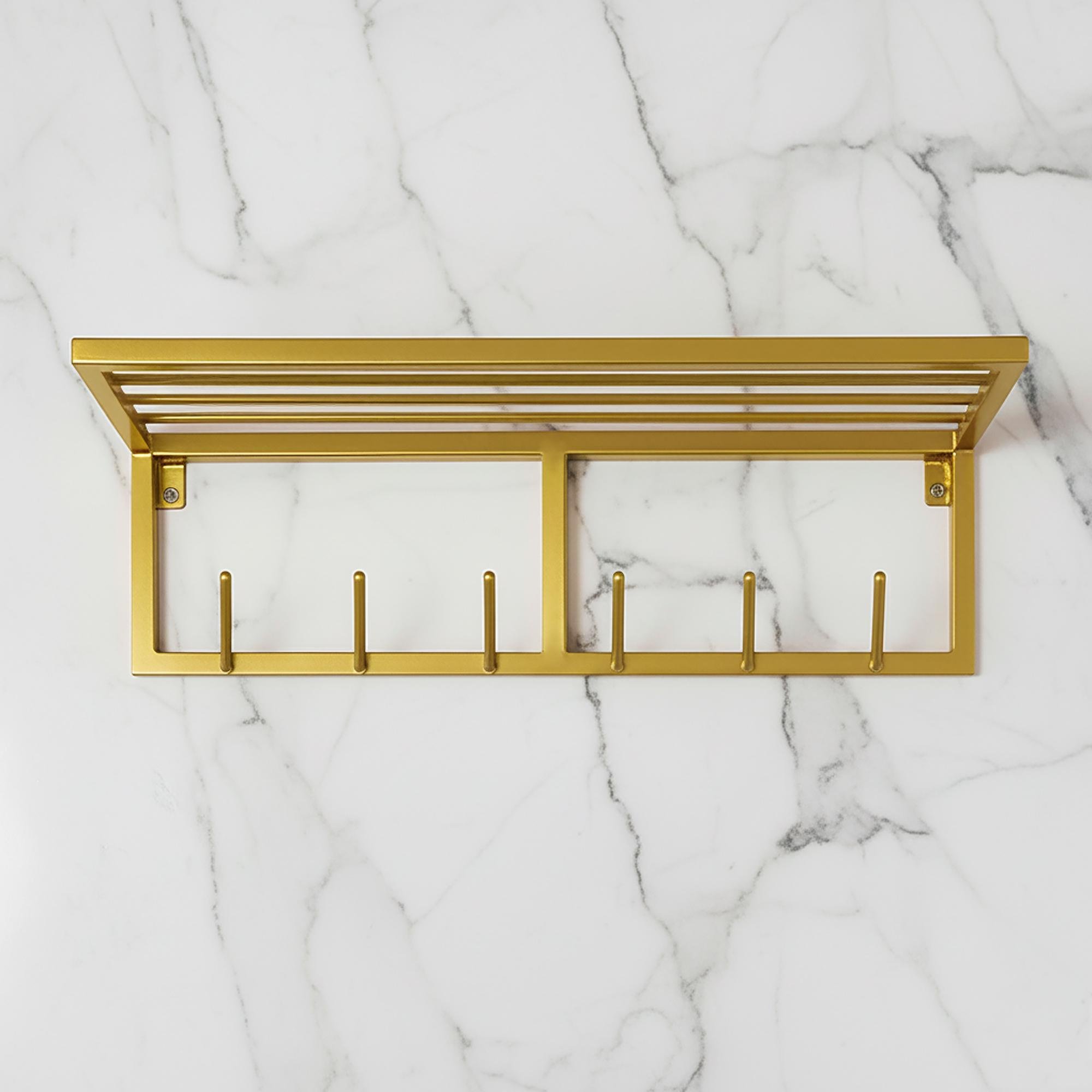 Вішалка для одягу настінна з металу 800x200 мм H 200 мм Золото (1558)