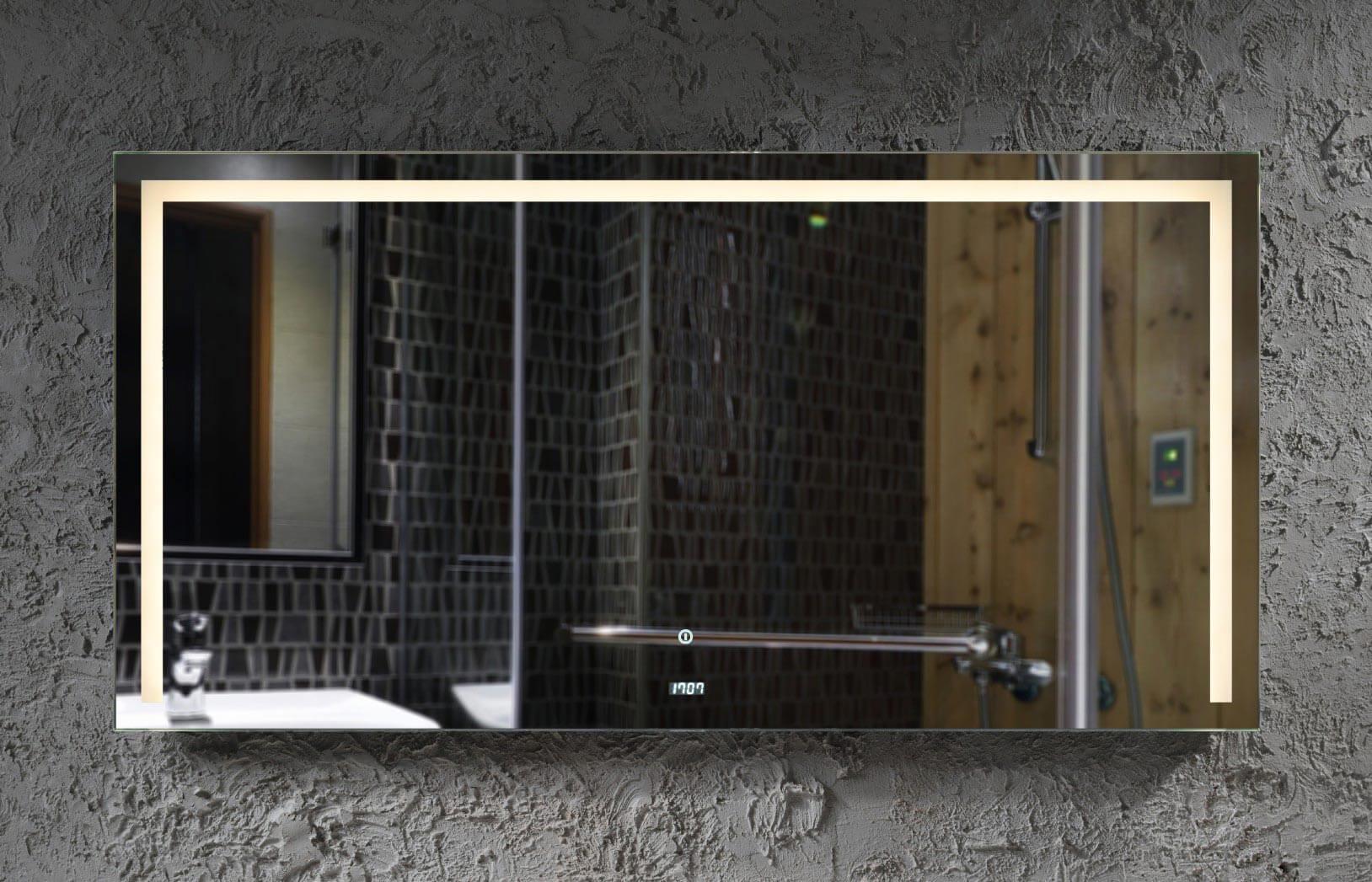 Зеркало Dim Dzerkal LAMIO с LED-подсветкой/часами/сенсорным управлением 50х70 см (11602)