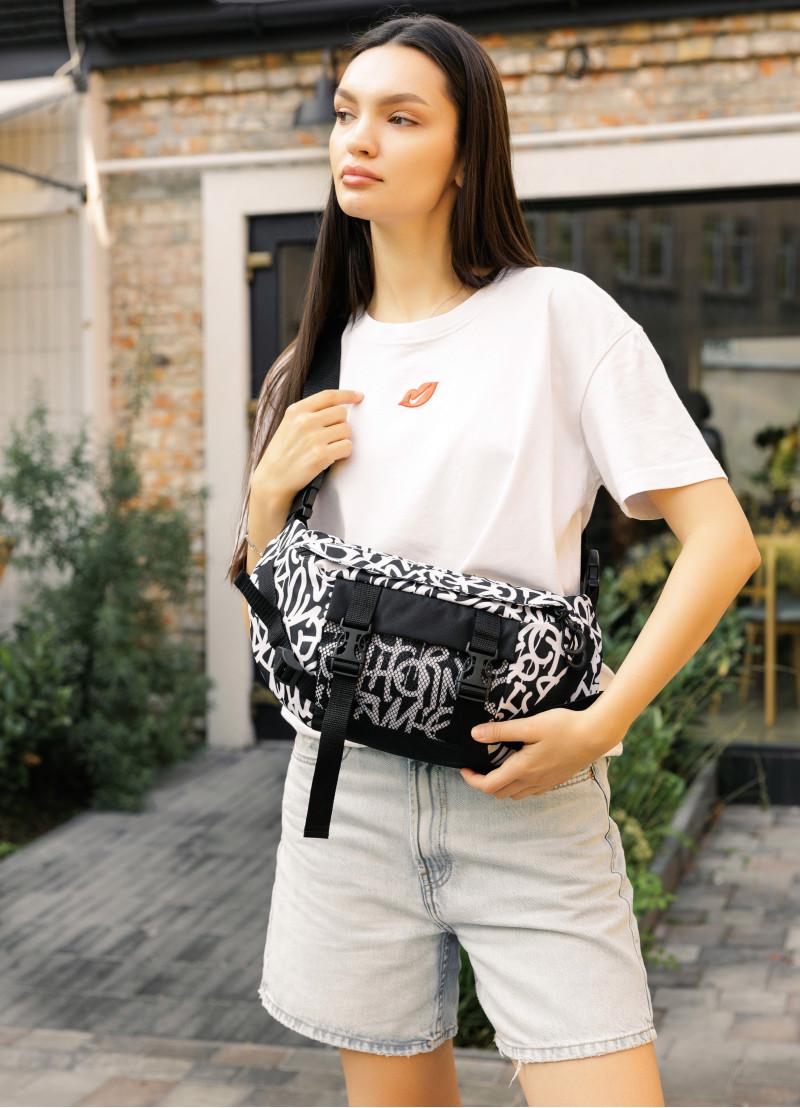 Поясная женская сумка-бананка Sambag DynamicDart принт Graphity 38×21×7 см (80411715)