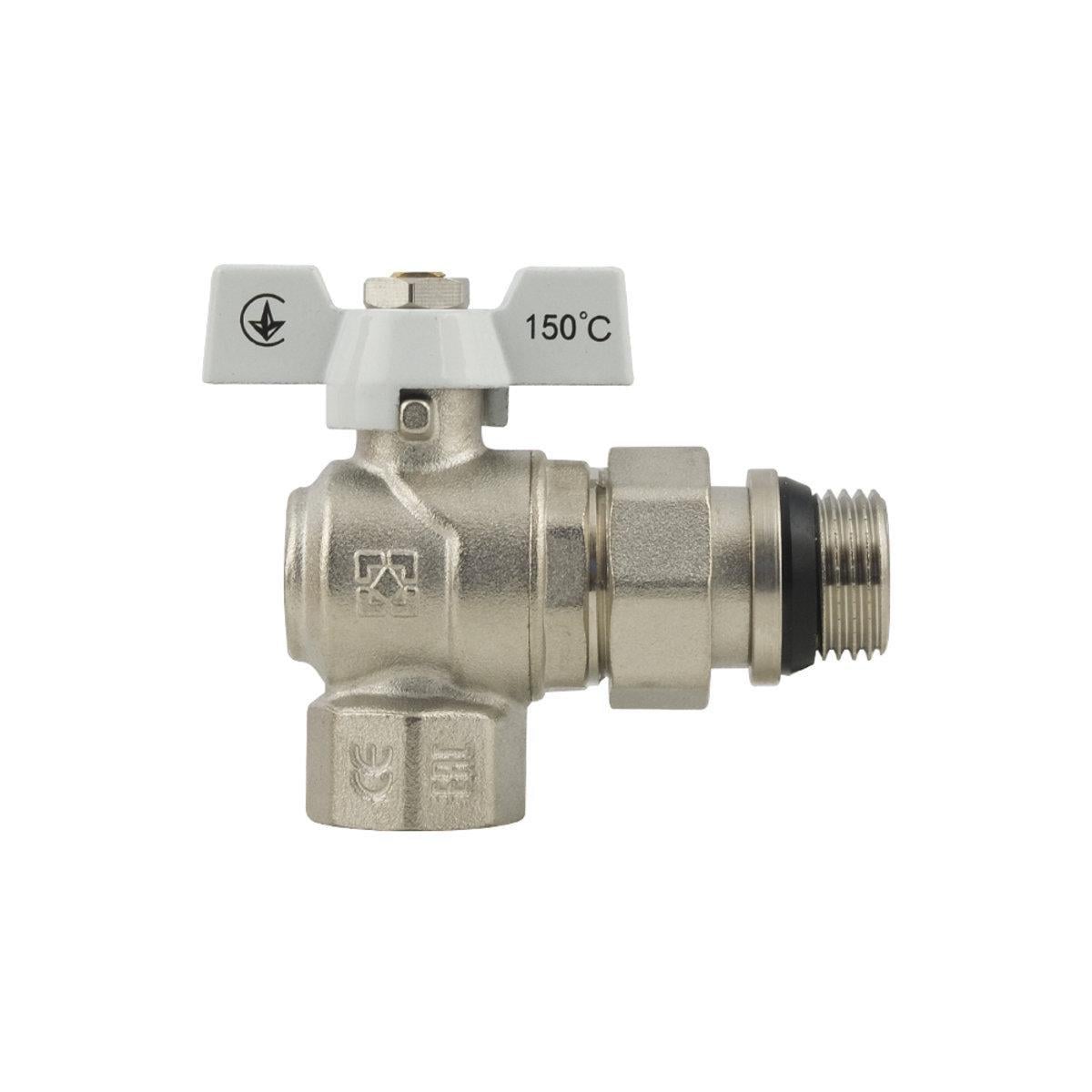 Кран угловой Raftec DN25 бабочка с антипротечкой с американкой 1" White (24849915)