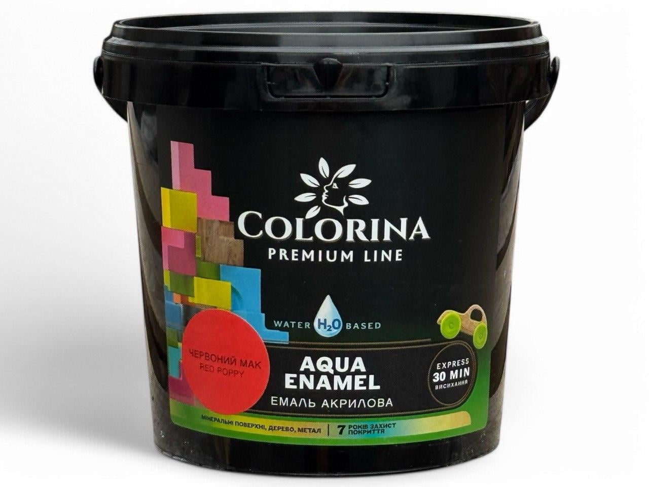 Краска акриловая Colorina Aqua ENAMEL без запаха 0,9л Красный мак (31641897)