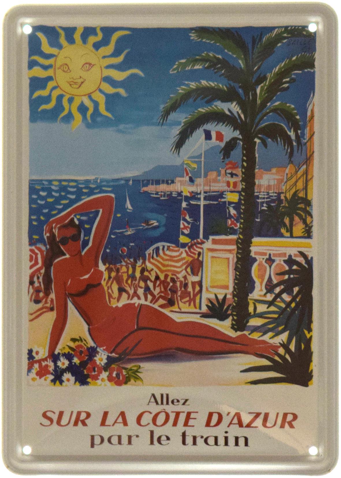 Табличка металева Поїздка на Французьку Рів'єру Потягом/Aller Sur La Côte D'azur Par Le Train 15x21 см