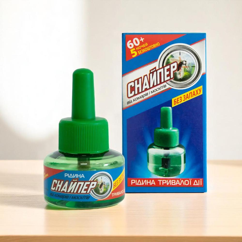 Жидкость для фумигатора от комаров Снайпер 60+5 ночей 33 мл Синий - фото 10