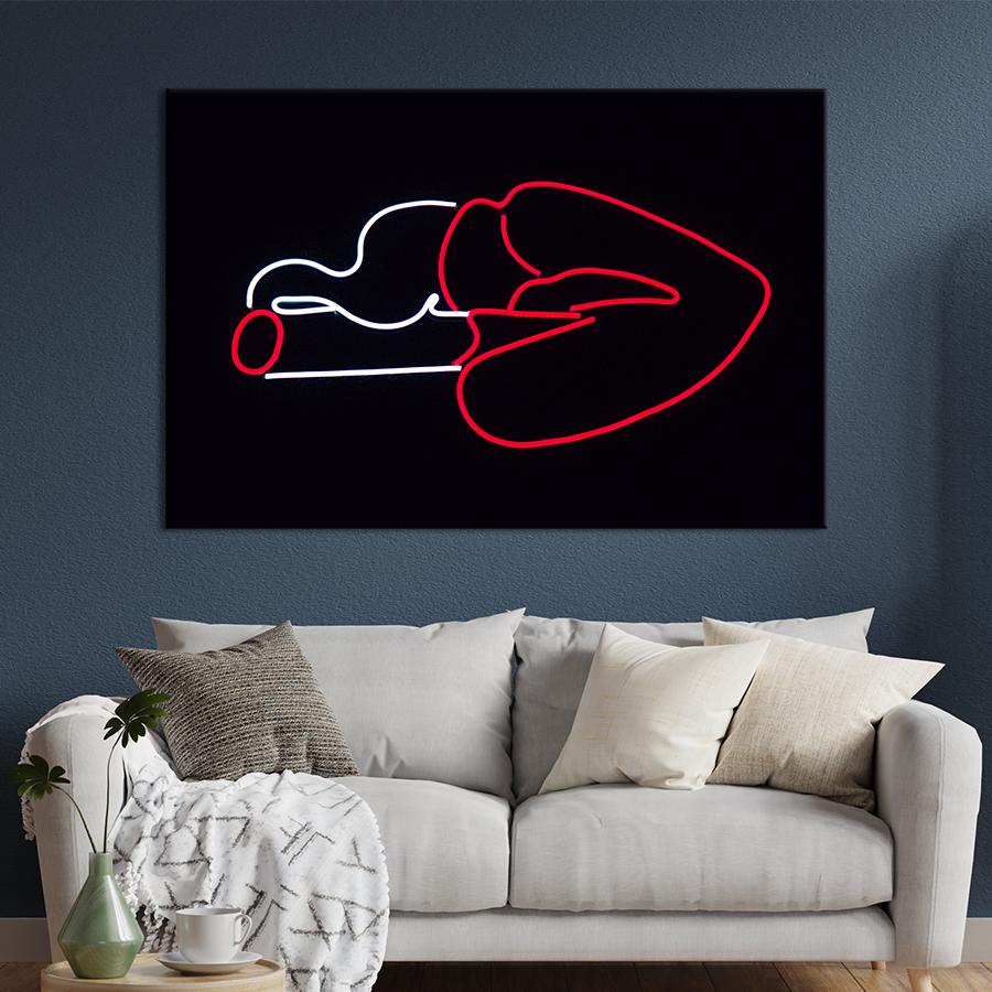 Настенний декор Неоновые губы с сигарой 80x54 см (2056-1)