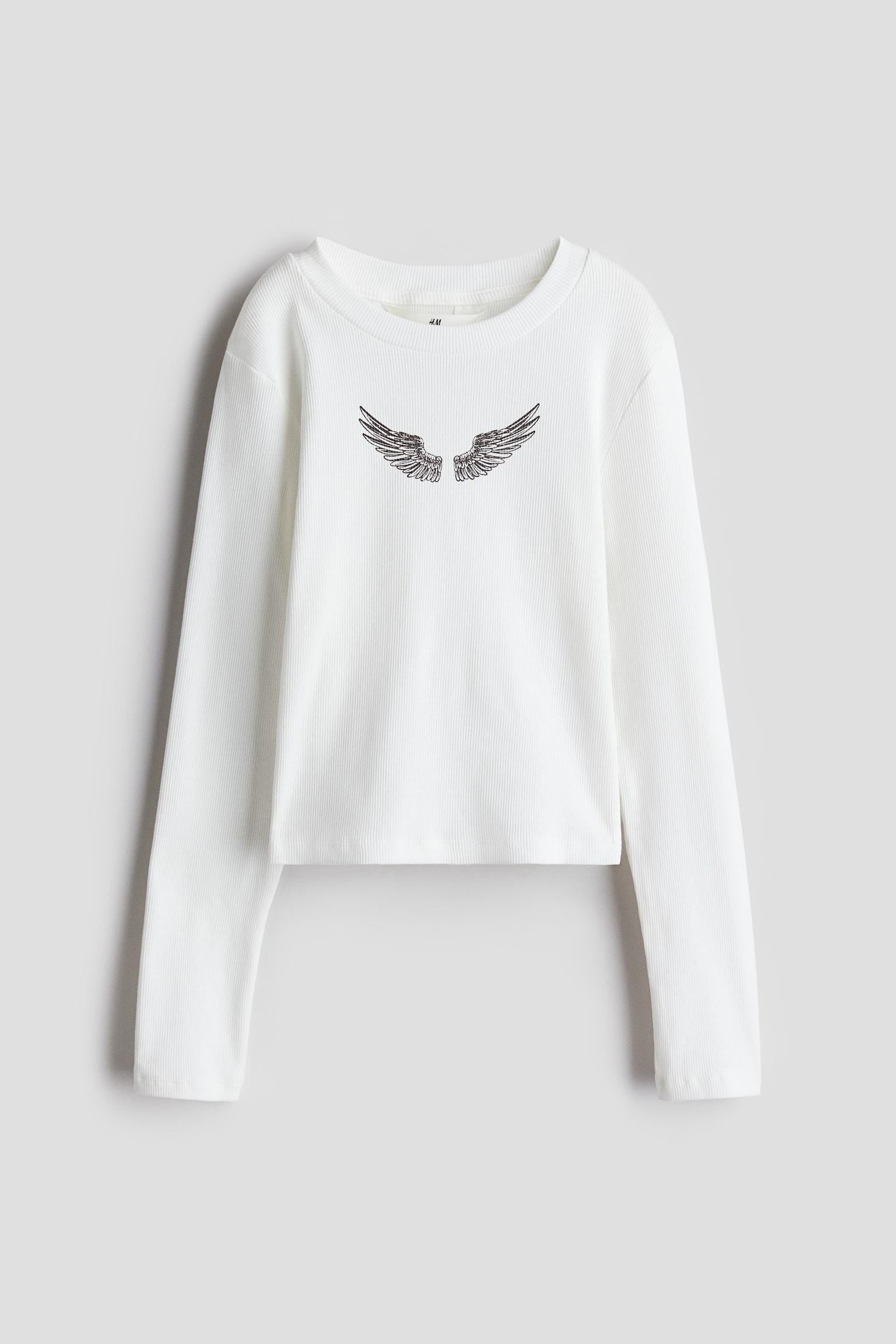 Топ для дівчинки H&M із довгими рукавами 170 см Білий (1263219005)