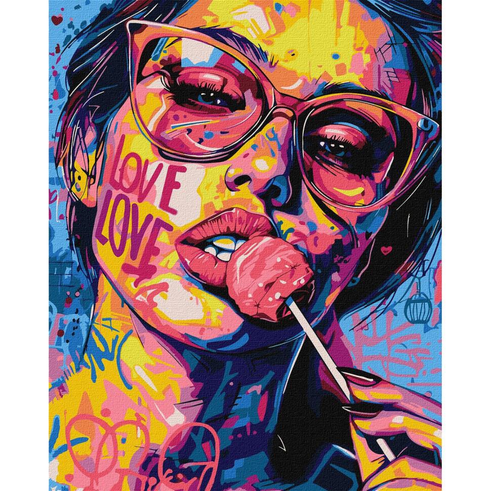 Картина за номерами Ідейка Дівчина з цукеркою 40x50 см (KHO5128)