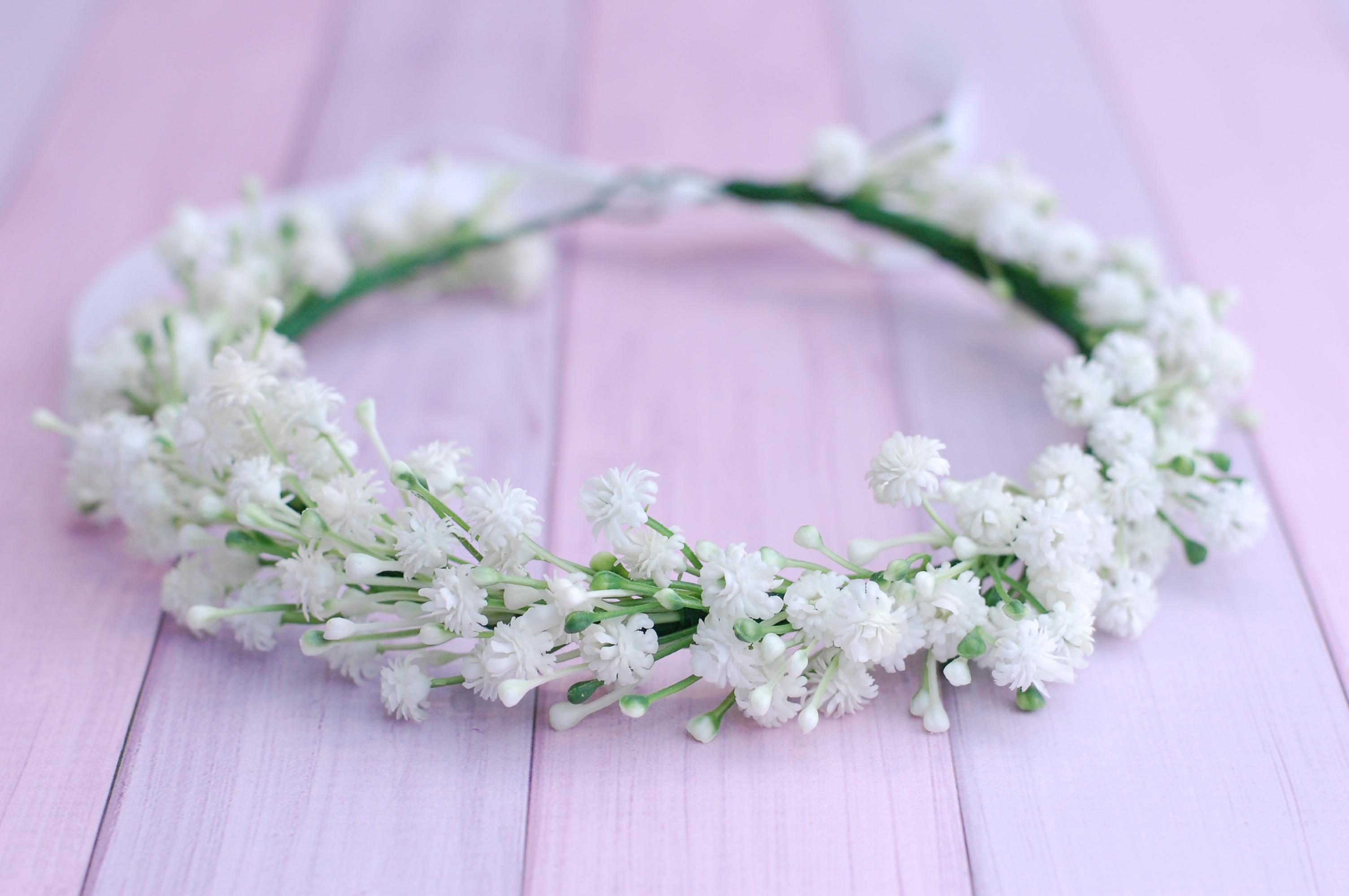 ᐉ Венок для волос с цветами гипсофилы White (361)