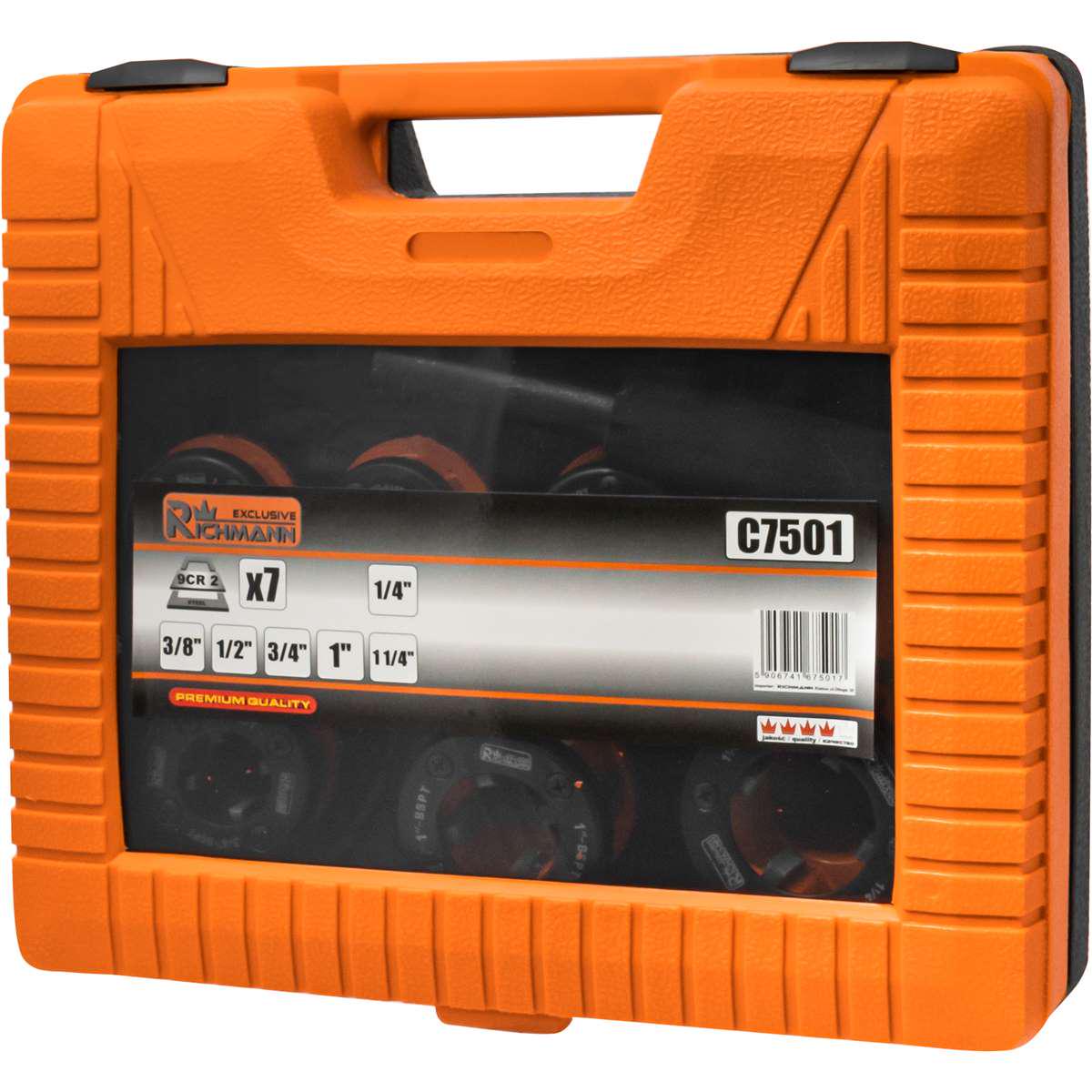 Набір плашок-клуп для нарізування різьби на трубах Richmann C7501 1/4"-1-1/4" 7 ел. в кейс - фото 3 Набір плашок-клуп для нарізування різьби на трубах Richmann C7501 1/4"-1-1/4" 7 ел. в кейс - фото 3