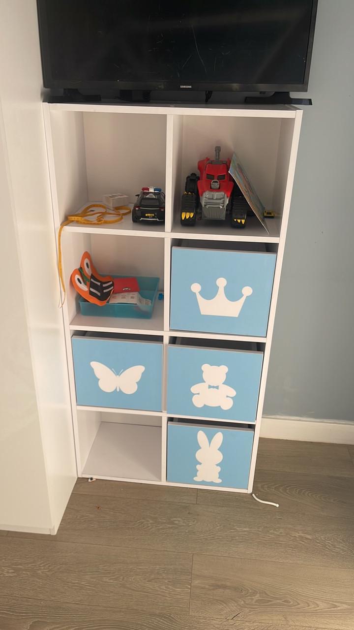 Стеллаж для игрушек в детскую комнату Gap 4 ящика 8 ячеек 67x129x34 см (ДС4-81)