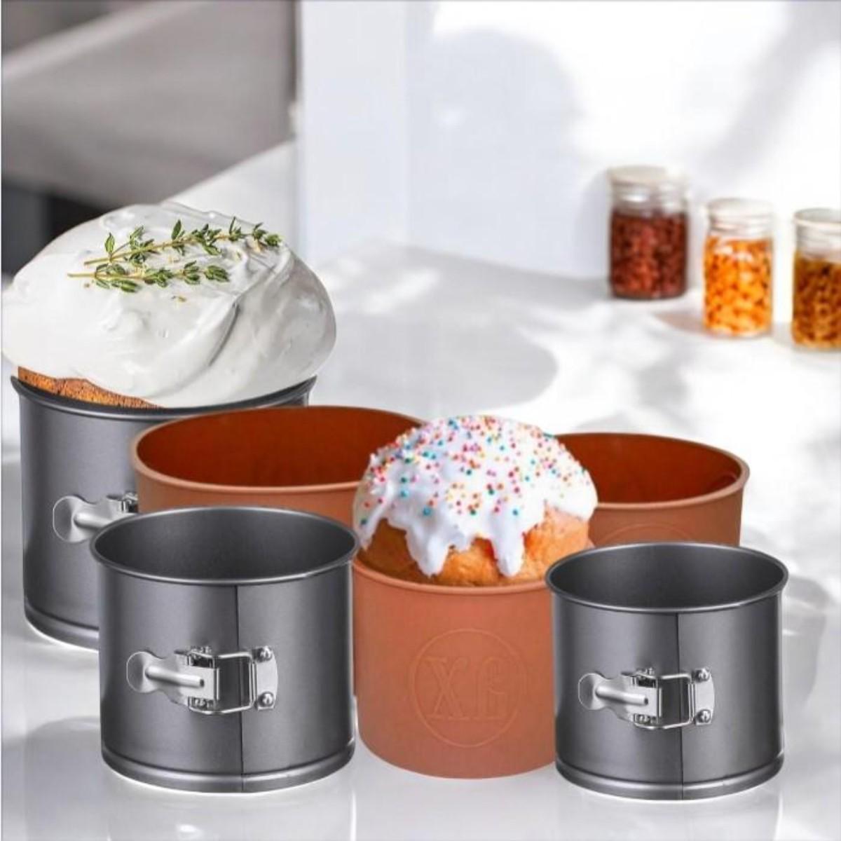 Набор металлических форм для выпечки кулича A-PLUS с силиконовыми формами 3 шт. - фото 2 Набор металлических форм для выпечки кулича A-PLUS с силиконовыми формами 3 шт. - фото 2