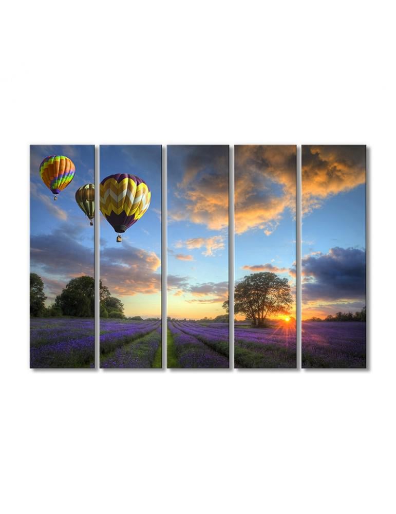 Картина модульная Полет воздушных шаров на закате 5 модулей 80x120 см (212135Pejzazh)