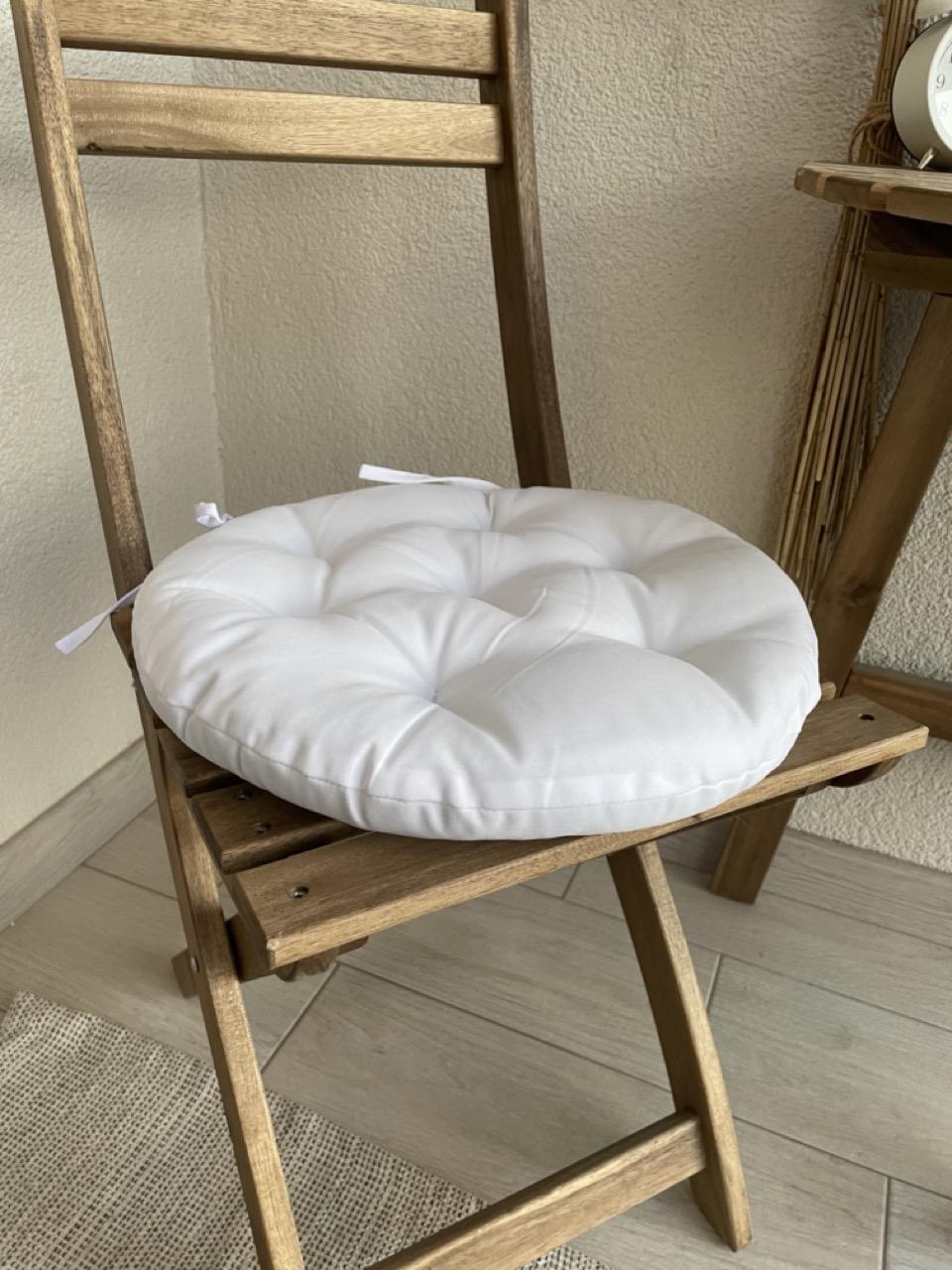 Подушка на стул с завязками круглая Color 40х40х5 см Белый - фото 4