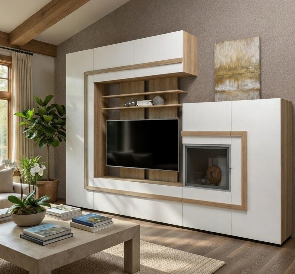 Гостиная Мастер Форм Сафо левосторонняя 2540х380х2000 мм Дуб сонома/Белый (21449)