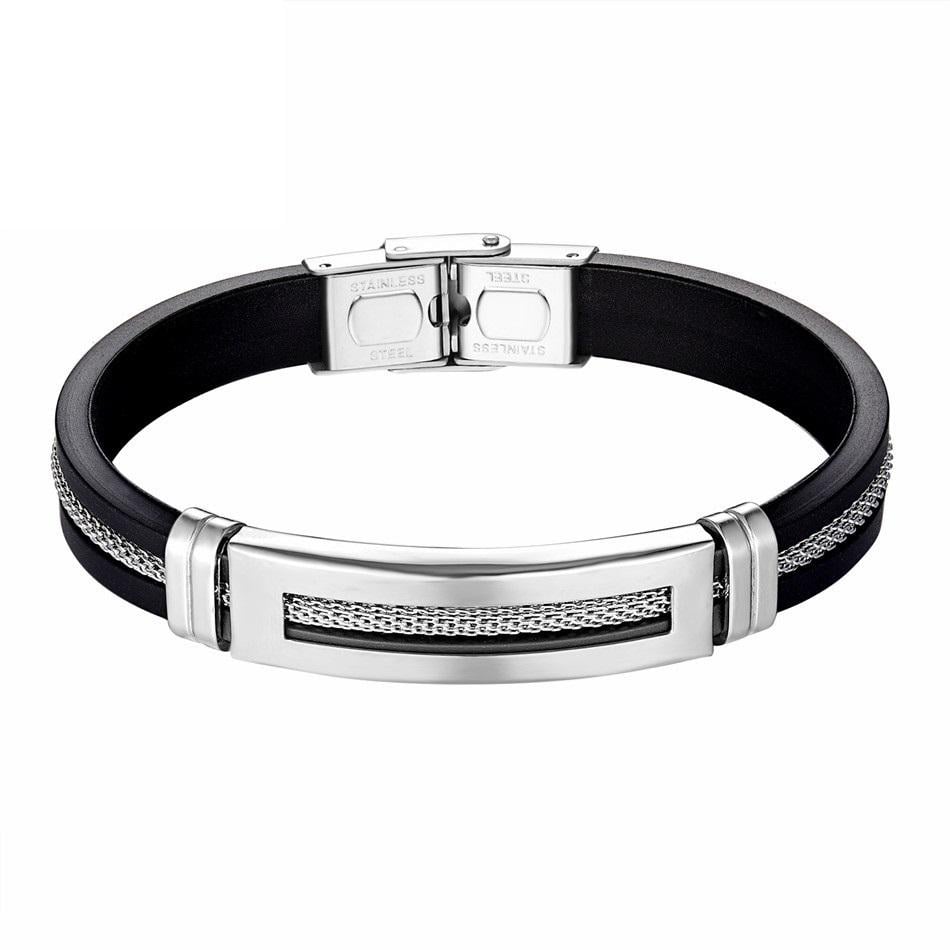 Браслет из медицинской стали на силиконовом ремешке 20 см (BSS-042)