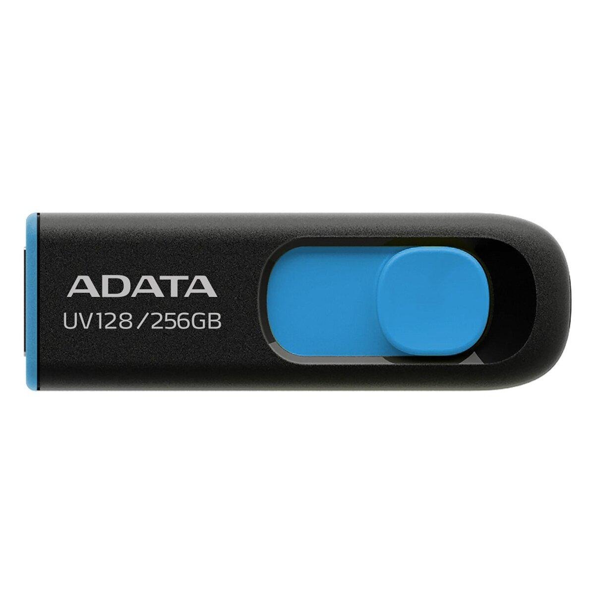 Флеш-память USB A-DATA UV 128 256 Гб Black/Blue (AUV128-256G-RBE) - фото 1