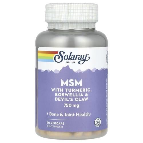 Сера MSM Solaray with Turmeric Boswellia&Devil's Claw 750 мг 90 VegCaps (SOR-00862)