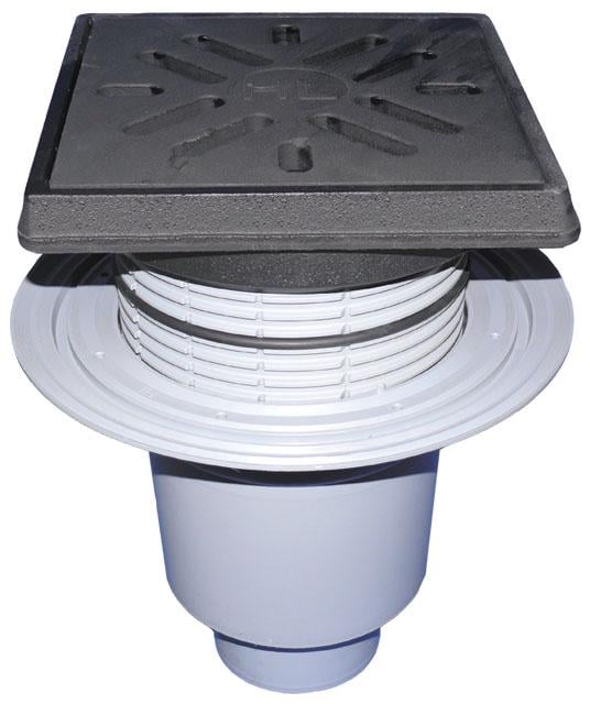 Трап HL616.1/1 для двора вертикальный DN110 мм с фланцем пластик 260x260 мм/ чугун 226x226 мм (14368489)