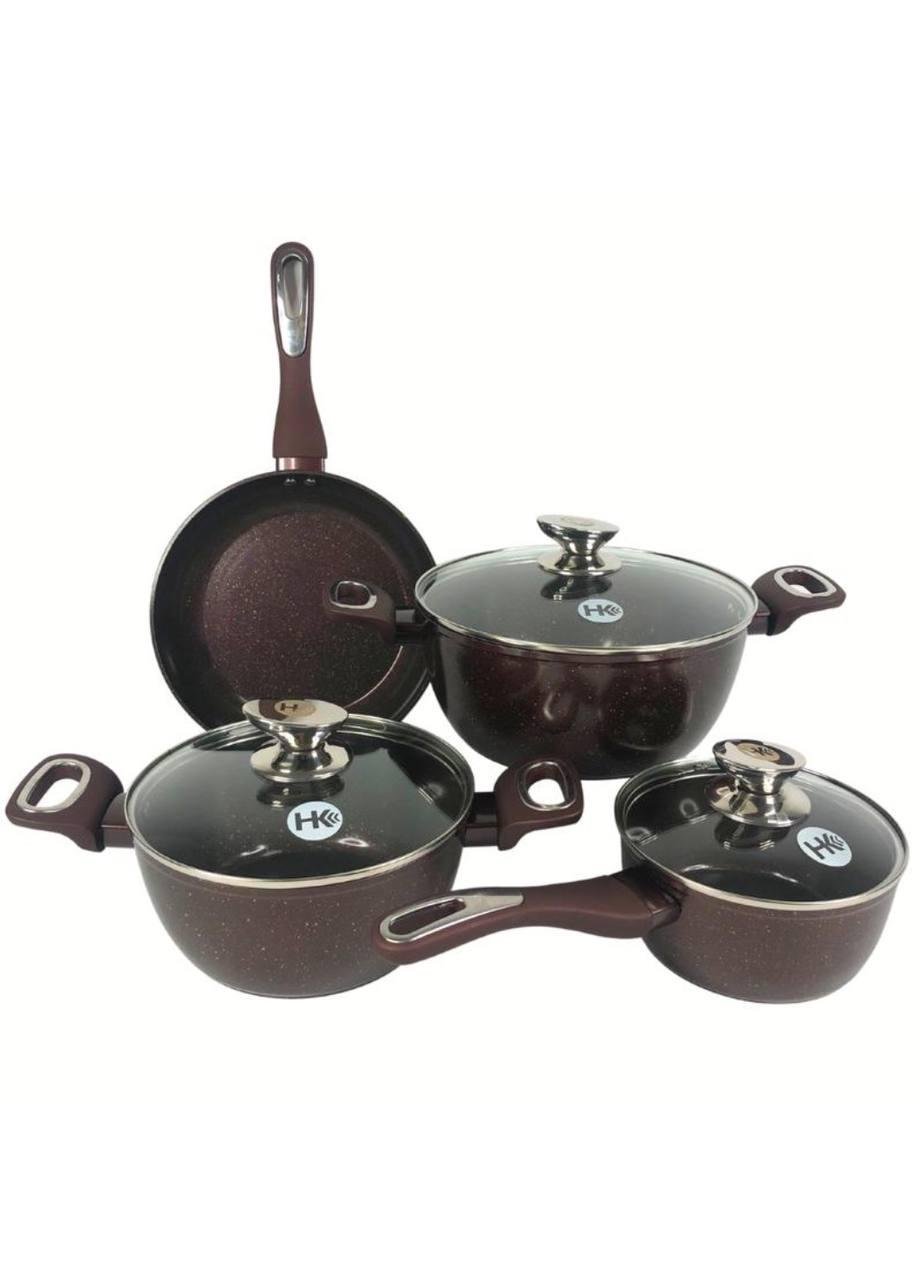 Набір посуду для дому Higher НК-314 зі сковородою граніт 7 пр. Коричневий (HK-30756) Набір посуду для дому Higher НК-314 зі сковородою граніт 7 пр. Коричневий (HK-30756)
