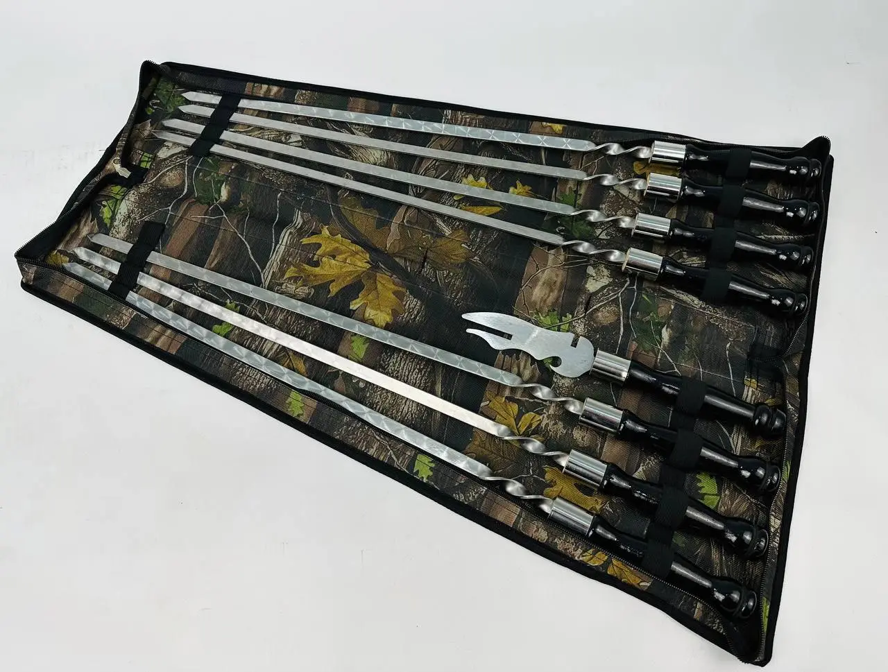 Набір шампурів у чохлі комбінований Блек 7 шт. вилка-ніж з нержавіючої сталі (2-10-NB-2276) - фото 2