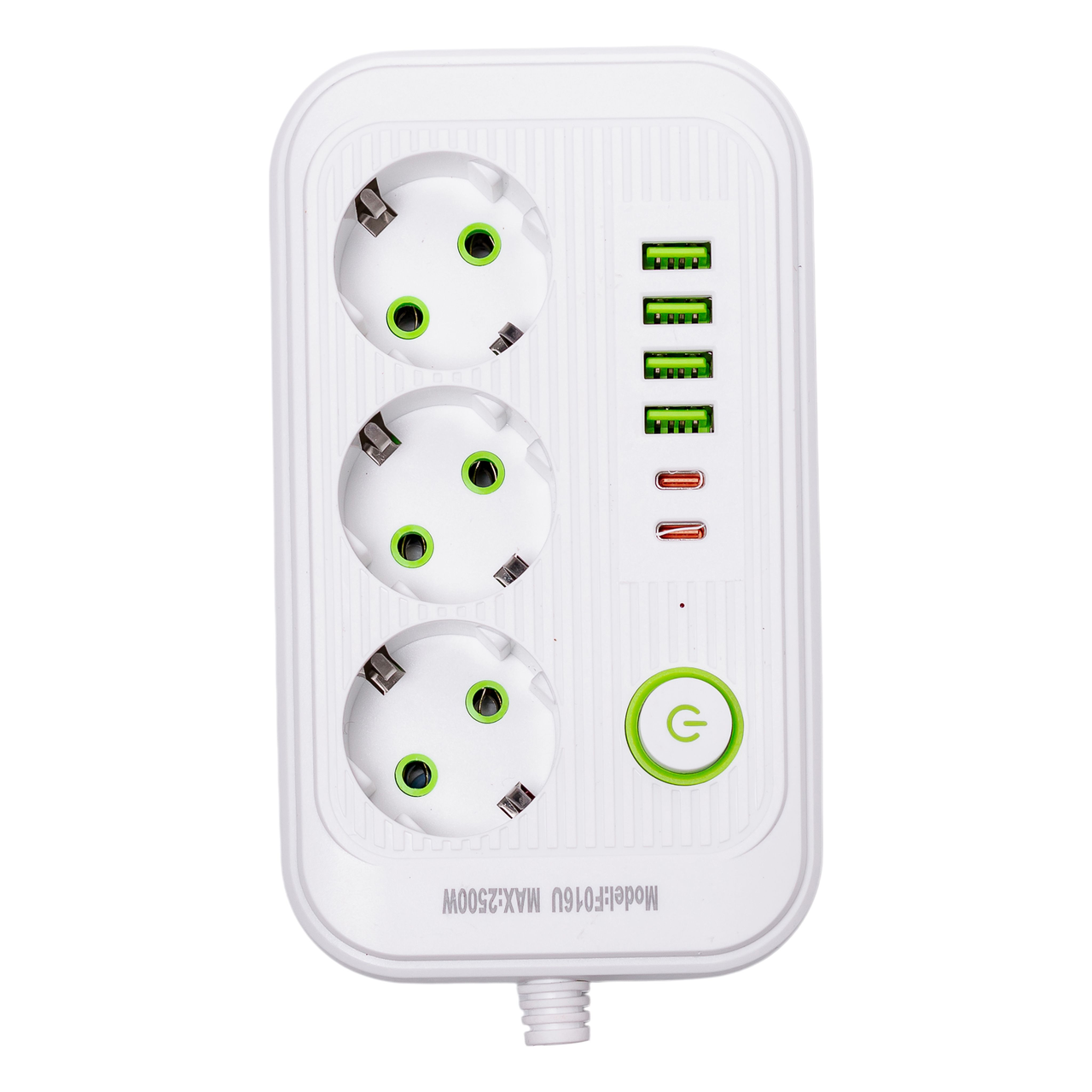 Подовжувач F16 на 3 розетки 4 usb 2 type-c та кнопкою відключення 4,75 м Білий (HP-5-21) Подовжувач F16 на 3 розетки 4 usb 2 type-c та кнопкою відключення 4,75 м Білий (HP-5-21)