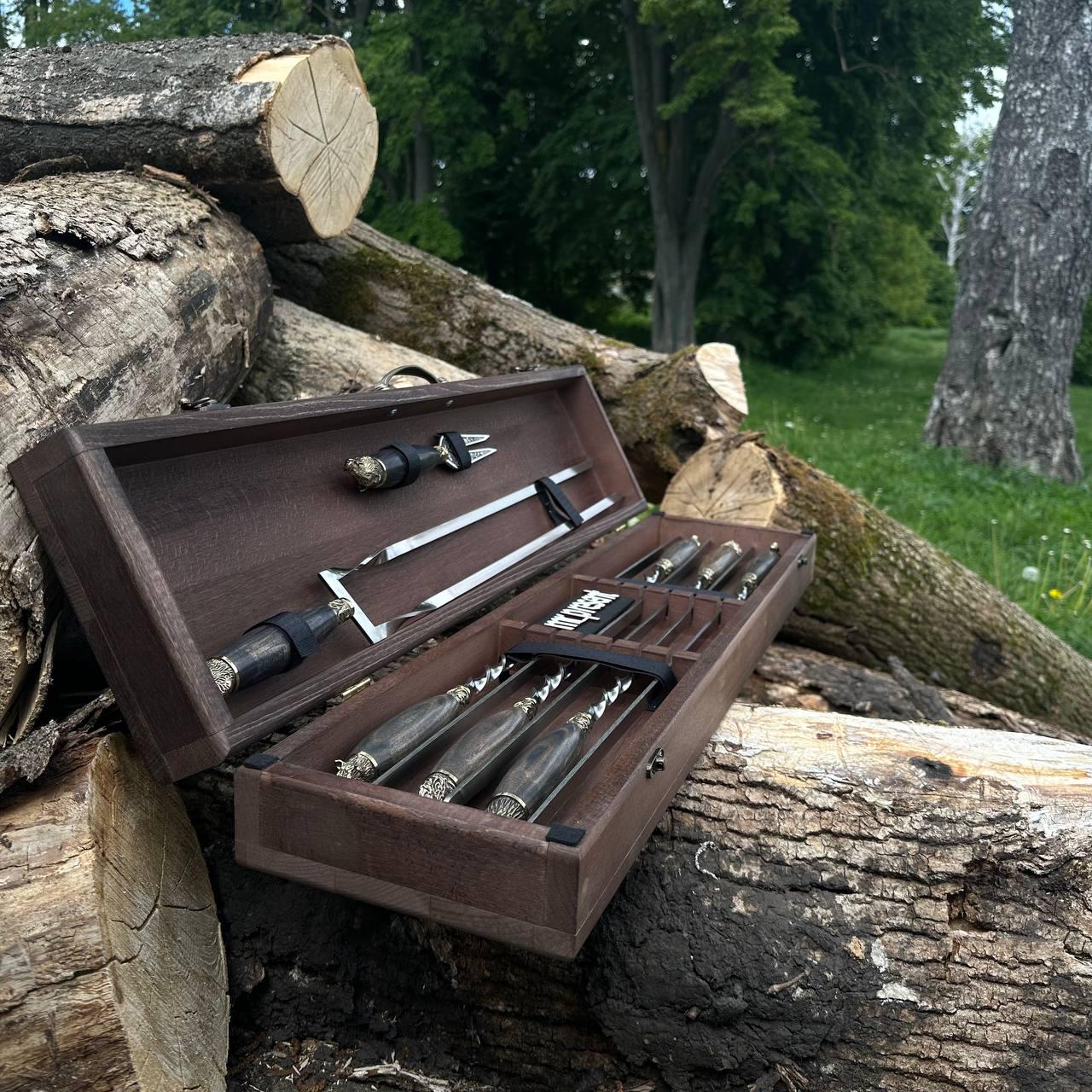 Набір шампурів Lux-Premium №8 ручної роботи (19223169) - фото 4 Набір шампурів Lux-Premium №8 ручної роботи (19223169) - фото 4