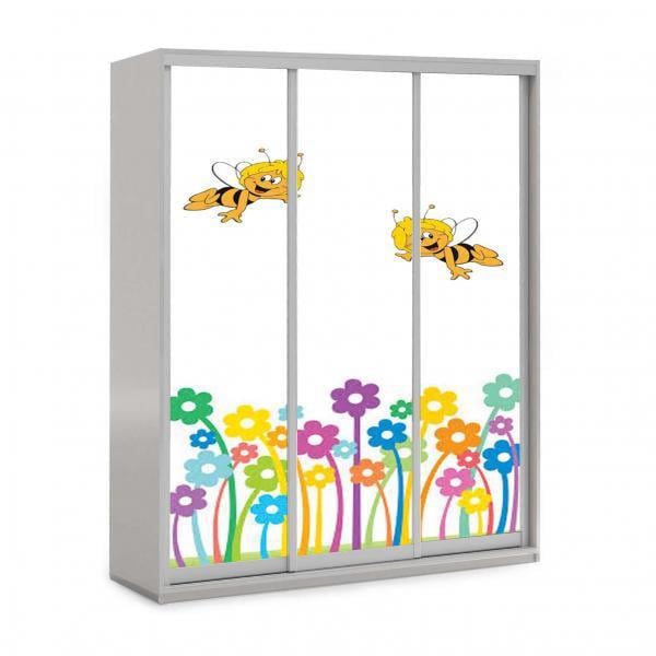 Шкаф-купе трехдверный Viorina-Deko 160х60х240 см серый/фотопечать 4 (ЛДСП)