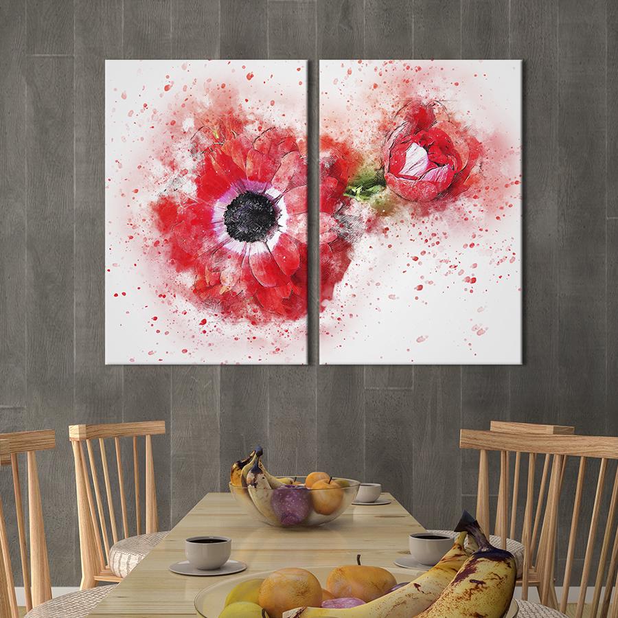 Картина на холсте Красные акварельные маки 165x122 см (817-2)