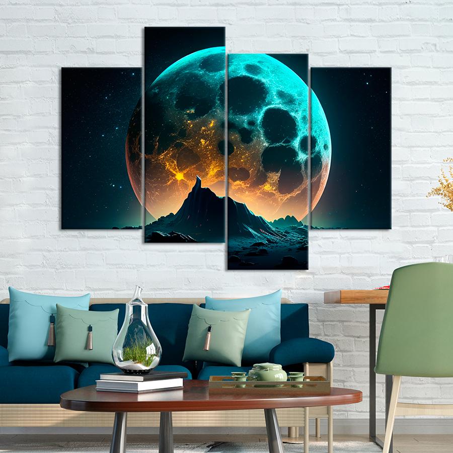 Картина космос Сияющая планета над каменной горой 149x106 см (A1306-4) Картина космос Сияющая планета над каменной горой 149x106 см (A1306-4)