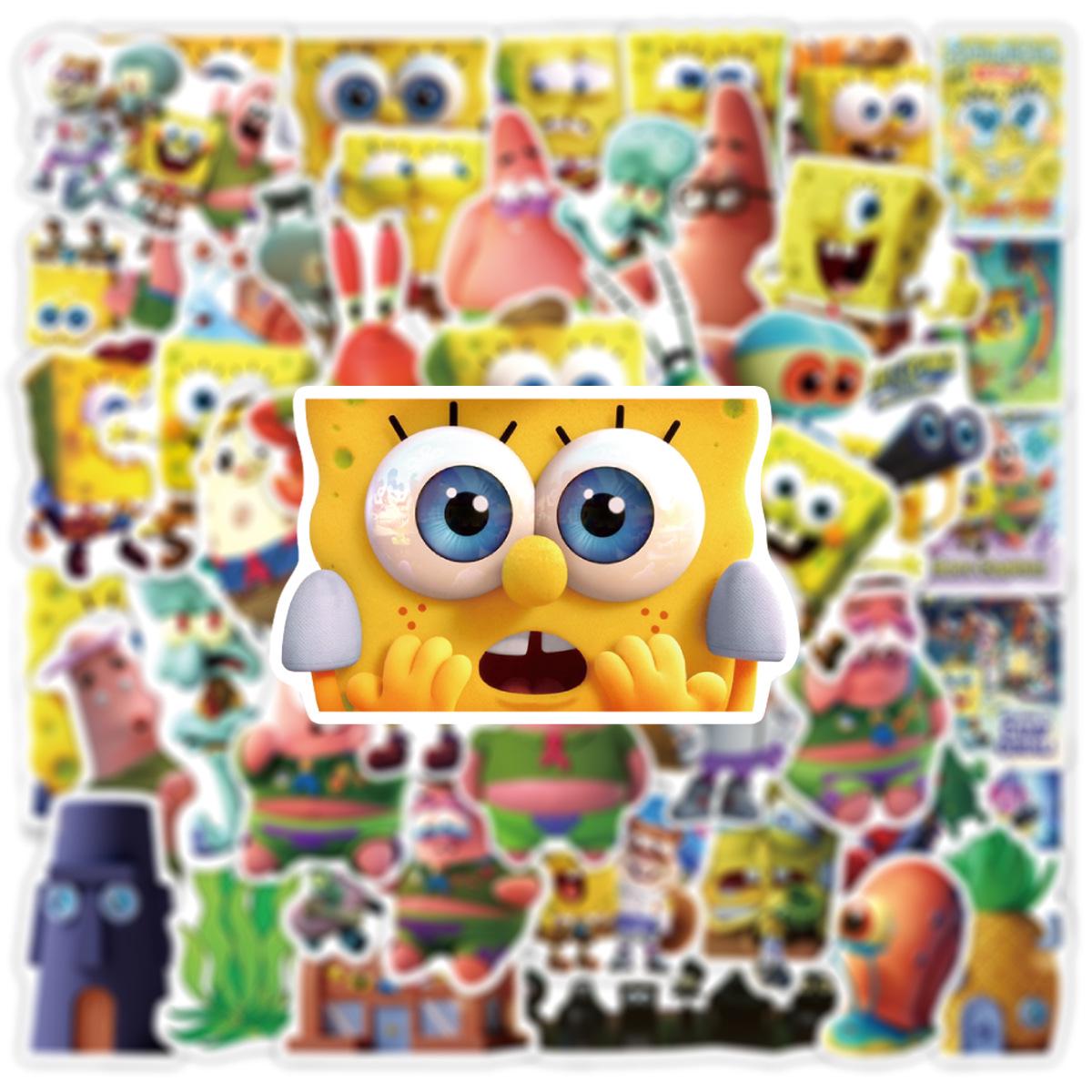 Стікери вінілові Губка Боб 50 шт. №3 (11070)