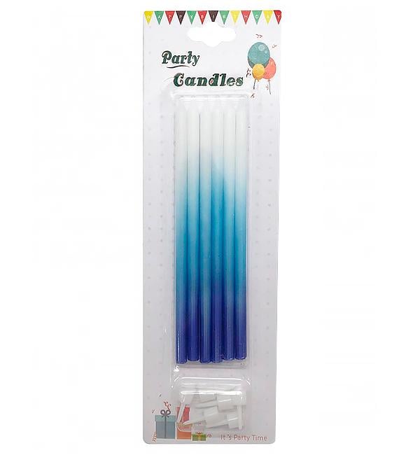 Свічки у торт Ombre набір 6 шт. 155 см Blue