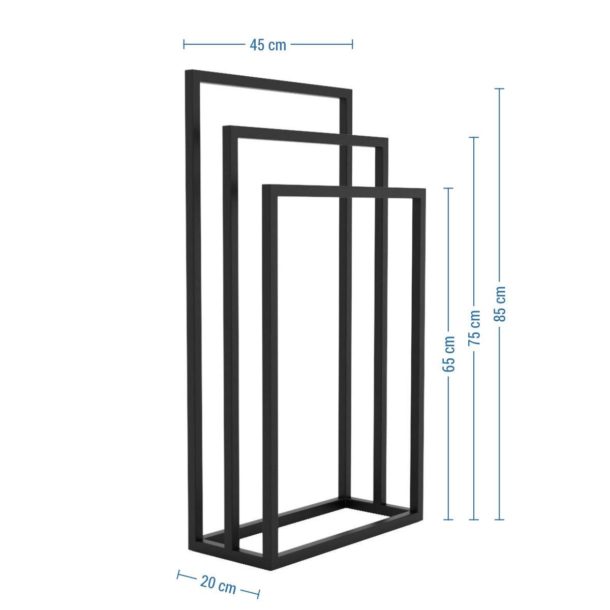 Стойка для полотенец Orizon LOFT тройная напольная 85х45х20 см Черный матированный - фото 2 Стойка для полотенец Orizon LOFT тройная напольная 85х45х20 см Черный матированный - фото 2