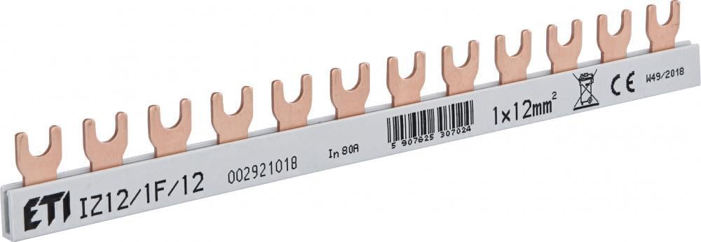 Шина соединительная ETI IZ12/1F/12 1Р 80А тип FORK вилка 12 модулей 12 мм2 21 см (2921018)