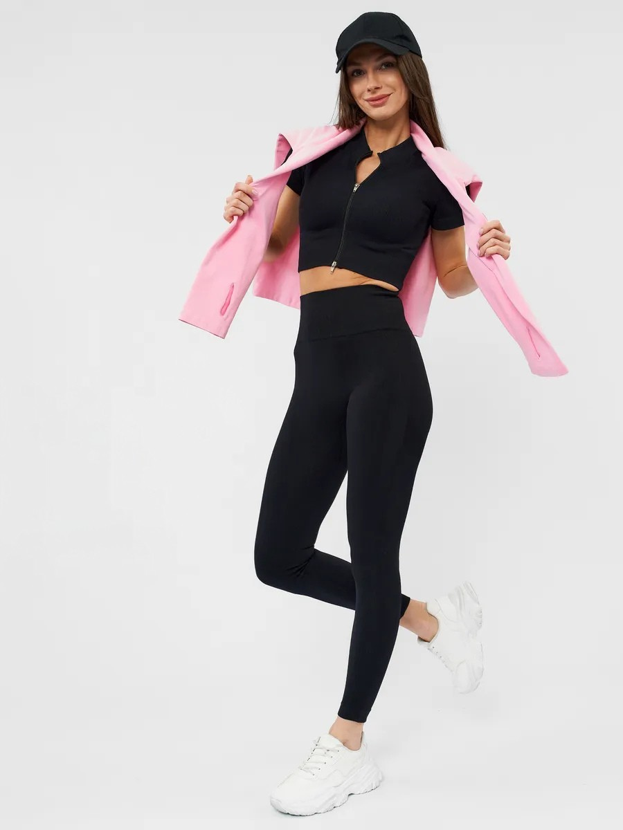 Лосини Push Up жіночі для дому з високою талією та ефектом Push Up повсякденні однотонні M Чорний (70124M) - фото 7