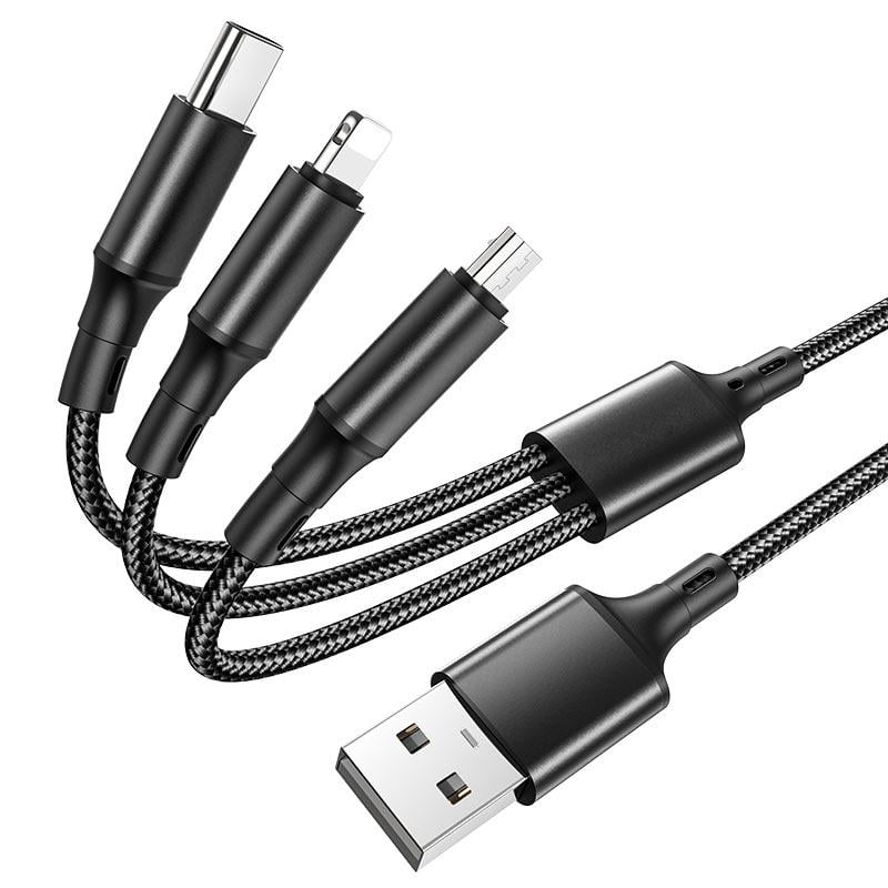 Кабель Borofone BX-50 microUSB/Lightning/Type-C 1 метр Черный