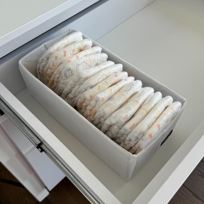 Коробочка для детских вещей и памперсов без ячеек 30х15х10 см Белый (Wh-1K-M)