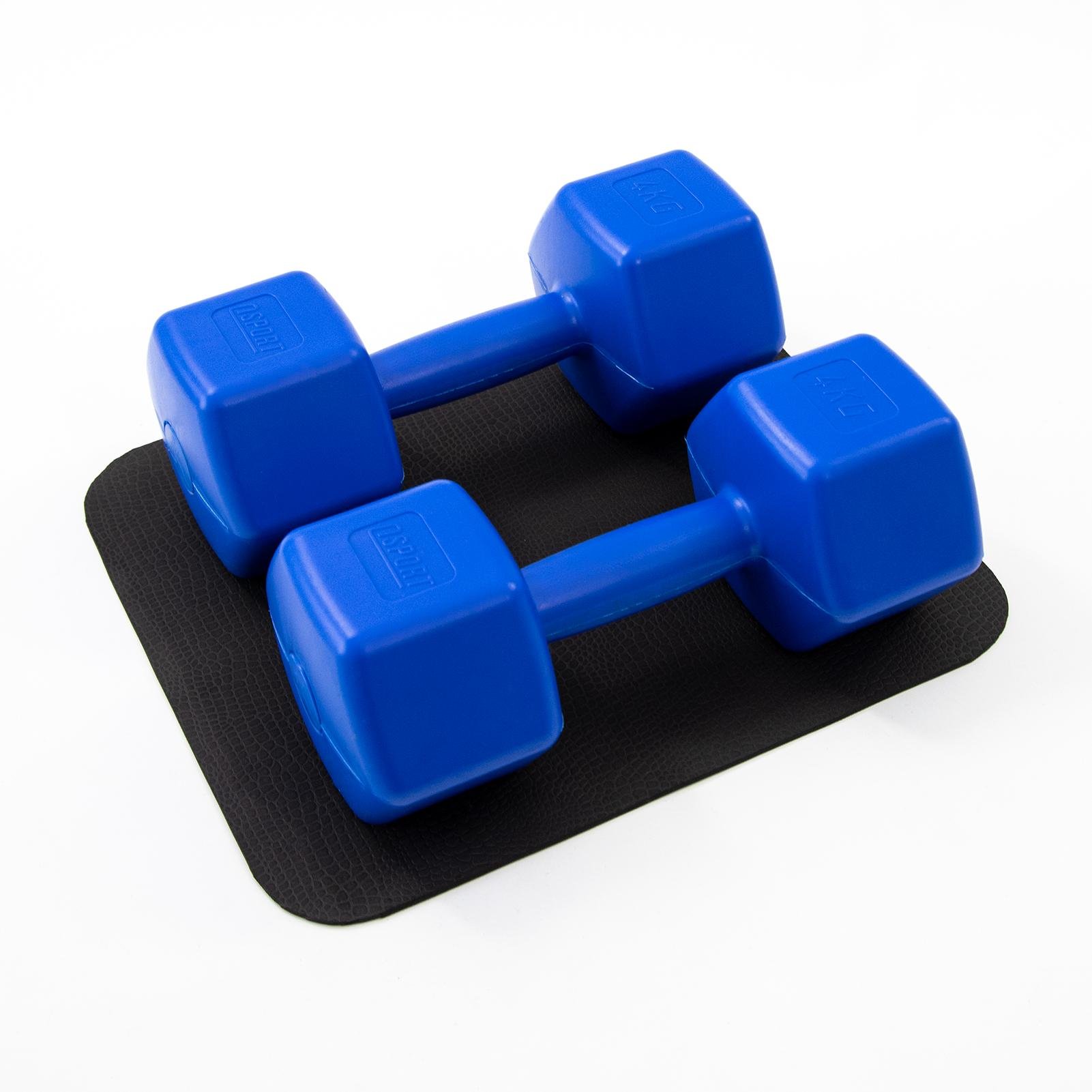 Гантели пластиковые с ковриком OSPORT Lite 2 шт. 4 кг Синий (OF-0217)