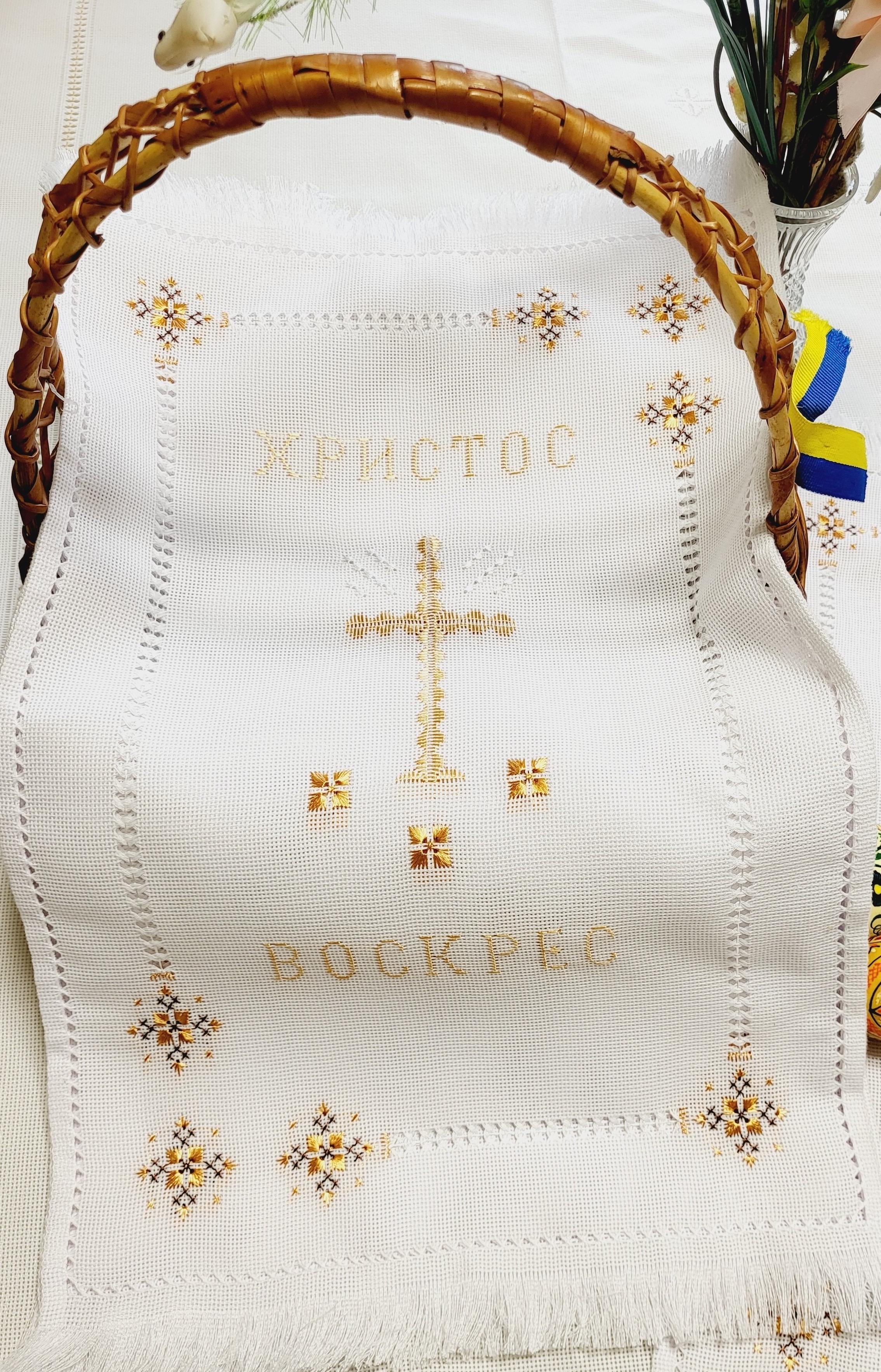 Серветка-рушник вишита на великодній кошик ручна вишивка (Арт-015)