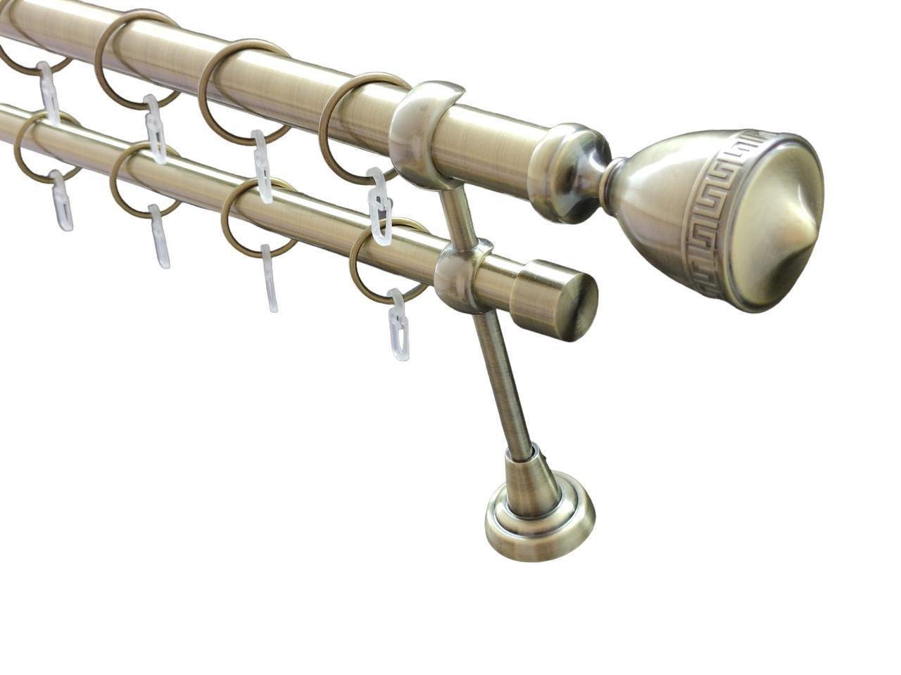 Карниз металевий Orvit Афіна дворядна гладка труба 25/19 мм 200 см Антик