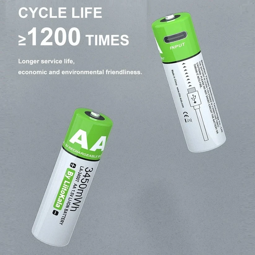 Батарейки акумуляторні LiitoKala 3450 AA USB Type-C 1,5V 3450 mWh 4 шт. - фото 7 Батарейки акумуляторні LiitoKala 3450 AA USB Type-C 1,5V 3450 mWh 4 шт. - фото 7