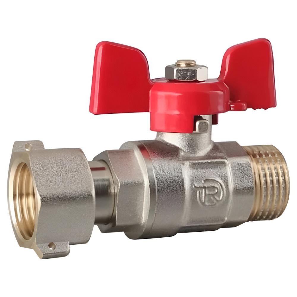 Кран шаровой REIGER 1/2" ЗВ с накидной гайкой прямой (AKD56008)