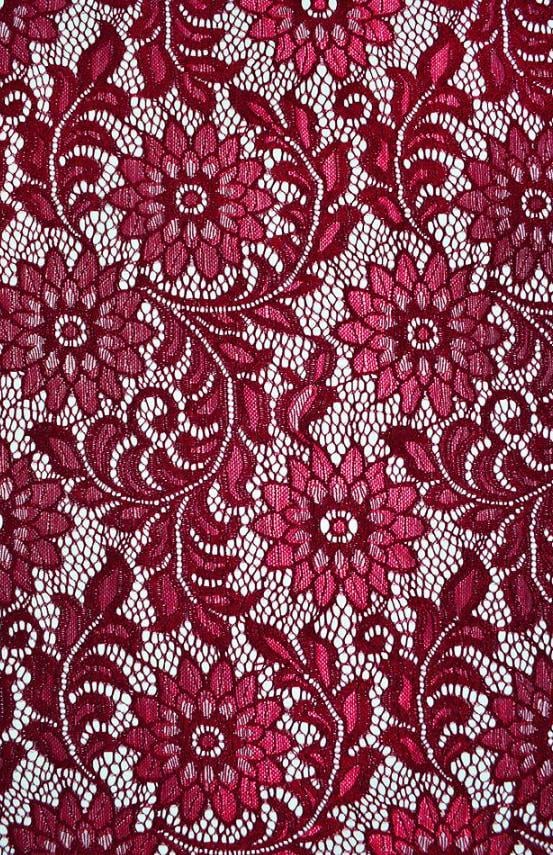 Ткань кружевное полотно стрейч веточка с цветами ширина 150 см Красный (11149.006) - фото 1 Ткань кружевное полотно стрейч веточка с цветами ширина 150 см Красный (11149.006) - фото 1