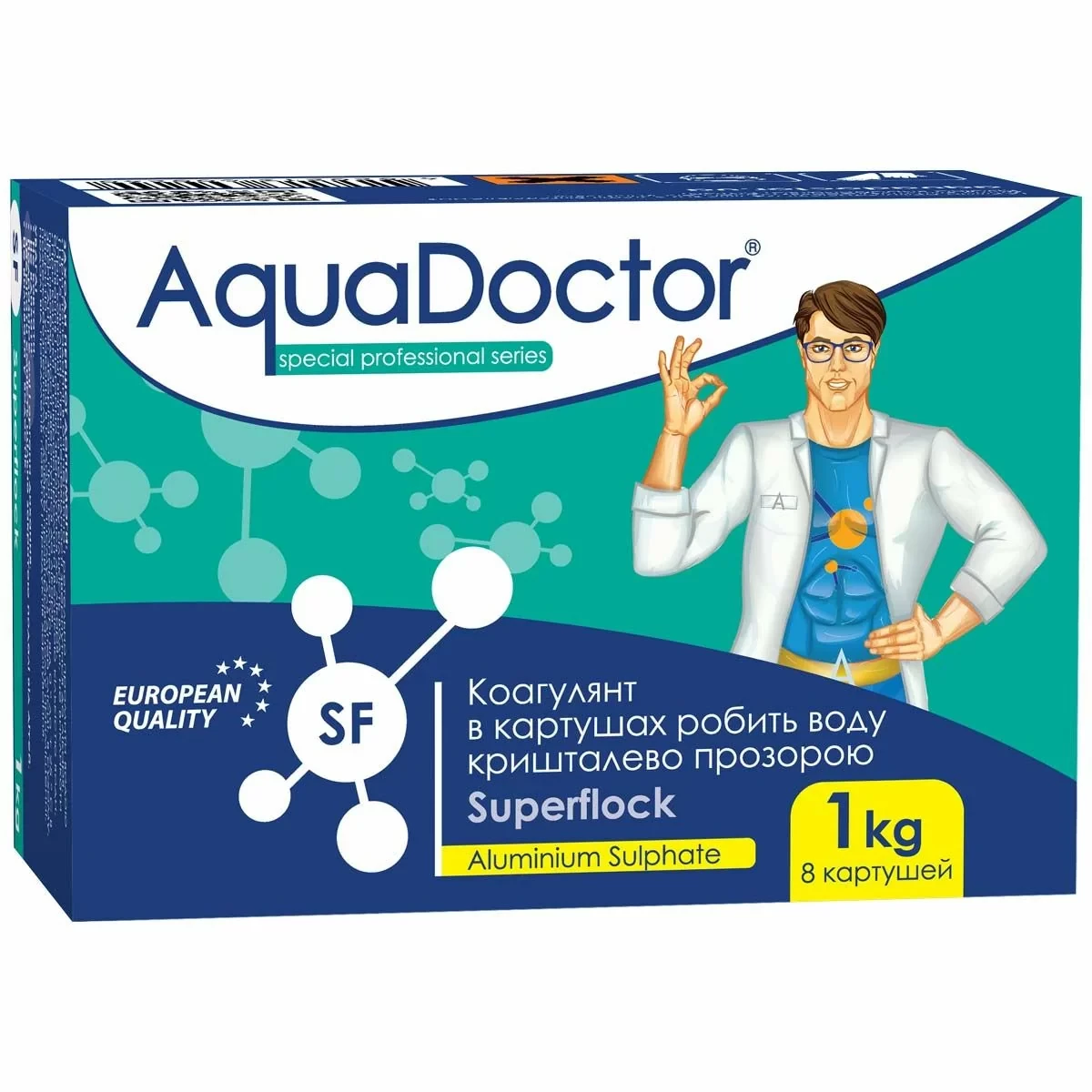 Коагулянт для бассейна в картушах AquaDoctor Superflock 1 кг