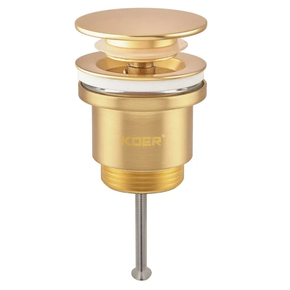 Клапан донный KOER PW-11-12 1 1/4'' Сlick-Сlack для умывальника Золотой матовый (KR5794)