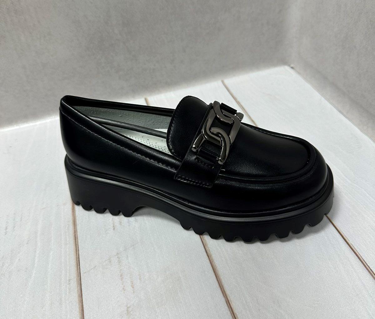 Туфли лоферы детские на платформе Paliament для девочки р. 35 Черный (11641137) - фото 6