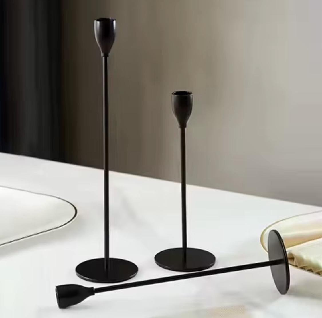 Набор металлических подсвечников Гармония минимализма 3 шт. 32х27х22 см Черный (90801) - фото 2