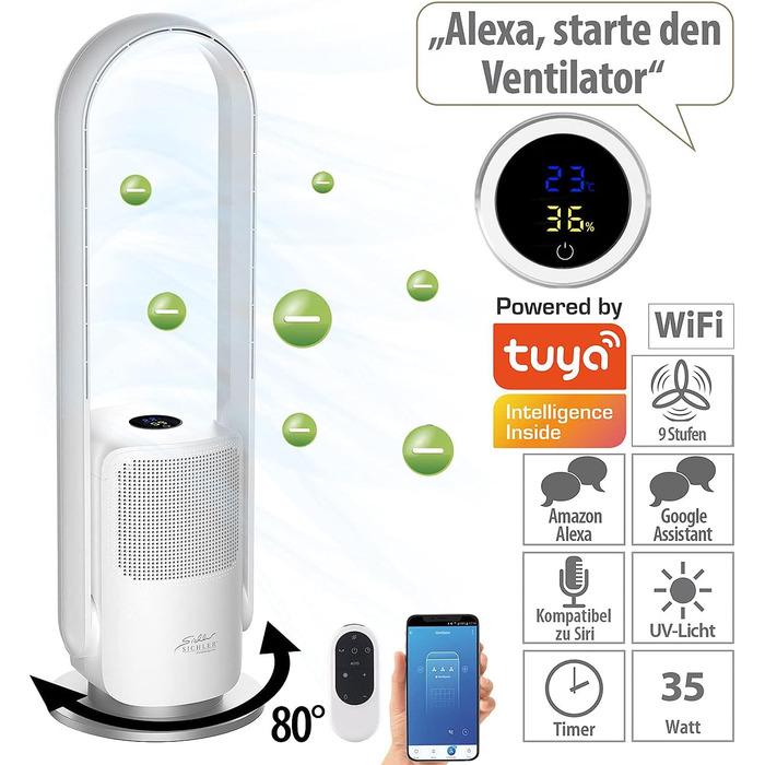 Турбовентилятор-очищувач повітря Sichler 2-в-1 360° HEPA Wi-Fi 35 Вт безлопатевий з таймером (1750131) - фото 2 Турбовентилятор-очищувач повітря Sichler 2-в-1 360° HEPA Wi-Fi 35 Вт безлопатевий з таймером (1750131) - фото 2