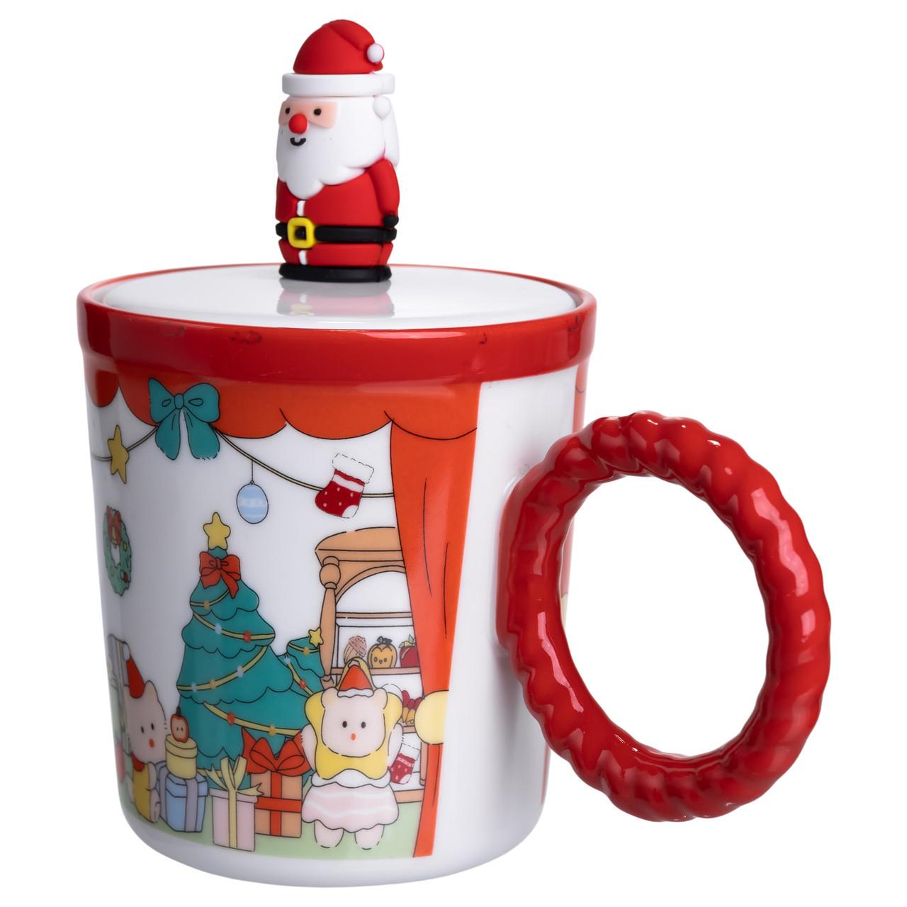 Чашка порцелянова Санта з кришкою 400 мл (FM-CS-36A) - фото 3 Чашка порцелянова Санта з кришкою 400 мл (FM-CS-36A) - фото 3