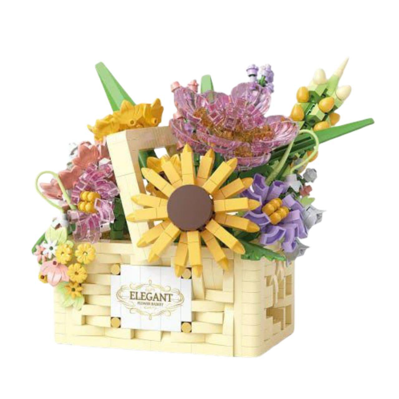 Конструктор Цветочная корзина P1294 1263 дет. 14х11,6х11 см с подсветкой Желтый (32001043)