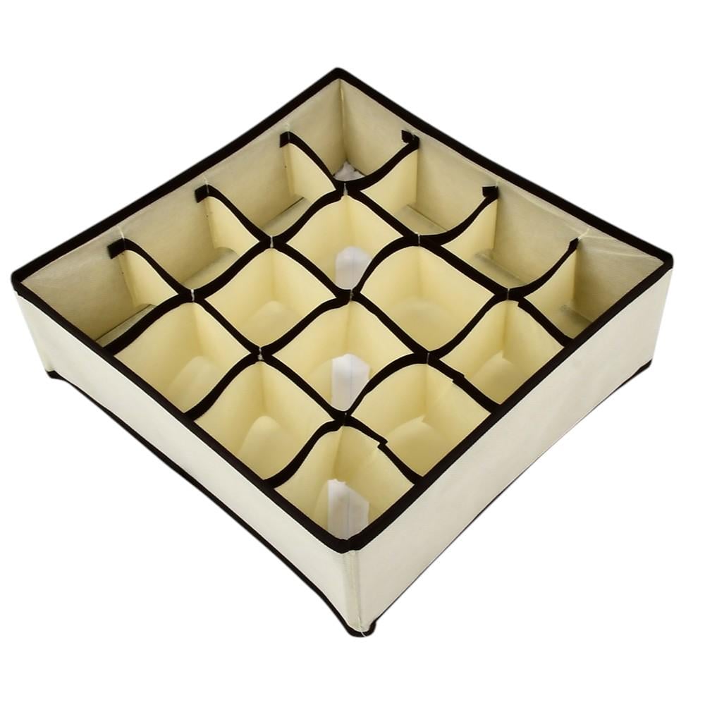 Органайзер для хранения белья Stenson R94628-16 16 отделений 30х30х10 см Бежевый с черным (26711498)