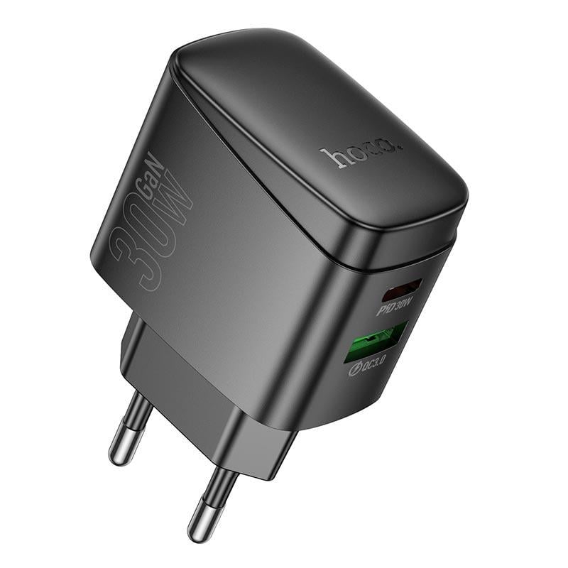Зарядний пристрій для телефонів Hoco CS61A Bright charger USB/Type-C 30W/3A Black (7782e0ed)